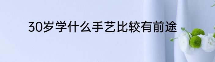 30岁学什么手艺比较有前途