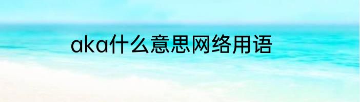 aka什么意思网络用语