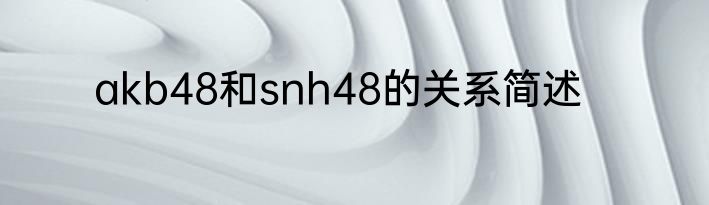 akb48和snh48的关系简述