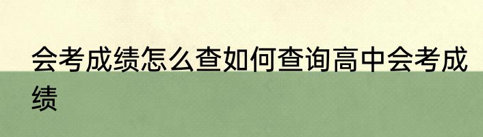 会考成绩怎么查如何查询高中会考成绩