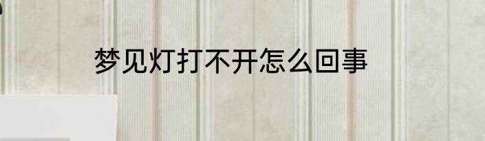 梦见灯打不开怎么回事