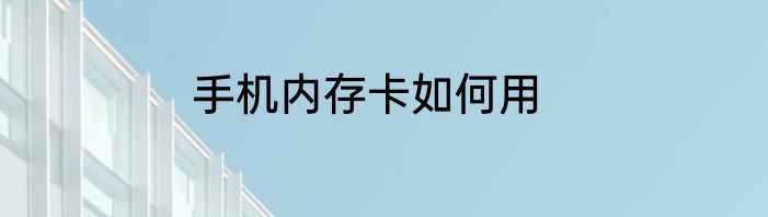 手机内存卡如何用