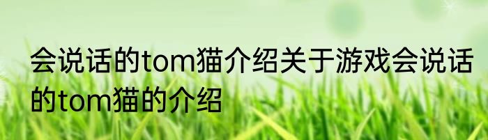 会说话的tom猫介绍关于游戏会说话的tom猫的介绍