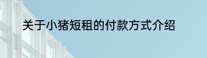 关于小猪短租的付款方式介绍
