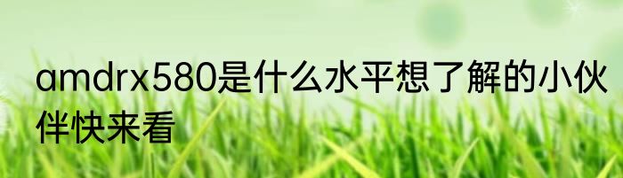 amdrx580是什么水平想了解的小伙伴快来看