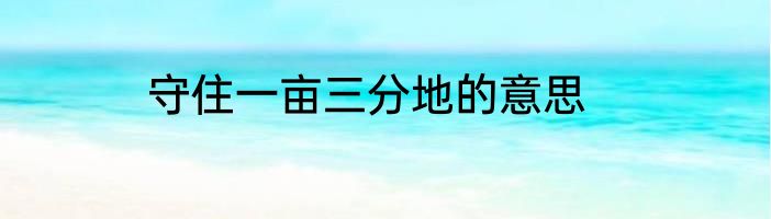 守住一亩三分地的意思