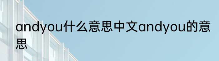 andyou什么意思中文andyou的意思