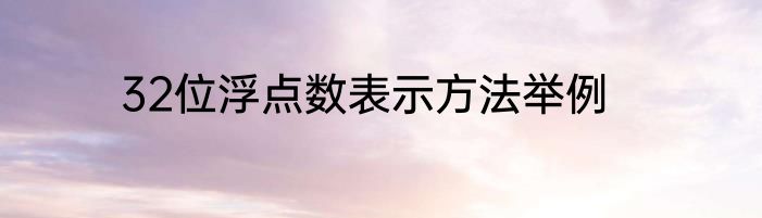 32位浮点数表示方法举例