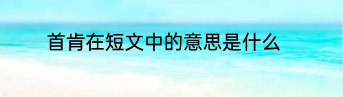 首肯在短文中的意思是什么