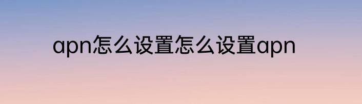 apn怎么设置怎么设置apn