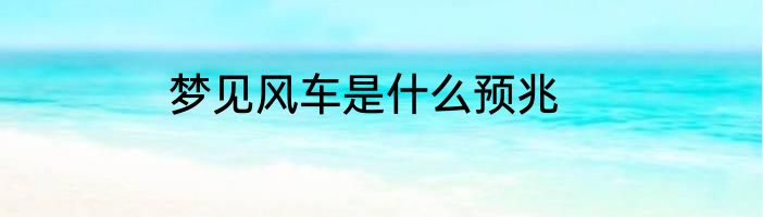梦见风车是什么预兆
