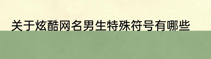 关于炫酷网名男生特殊符号有哪些