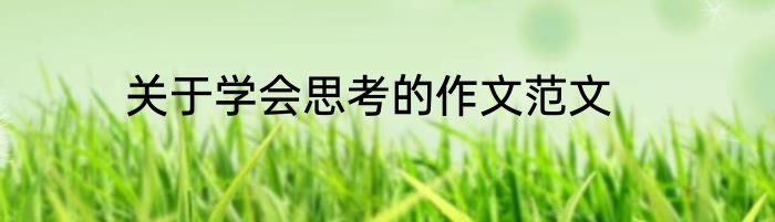 关于学会思考的作文范文