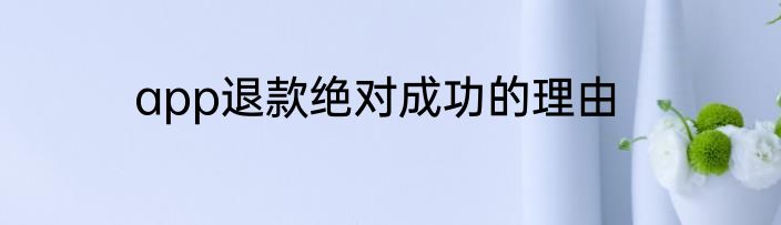 app退款绝对成功的理由