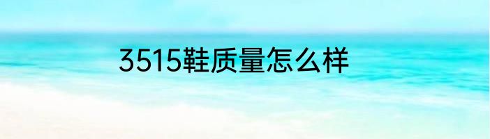 3515鞋质量怎么样