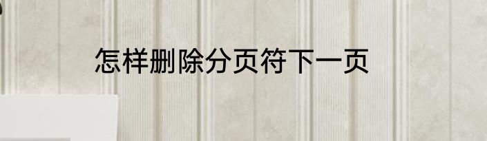 怎样删除分页符下一页