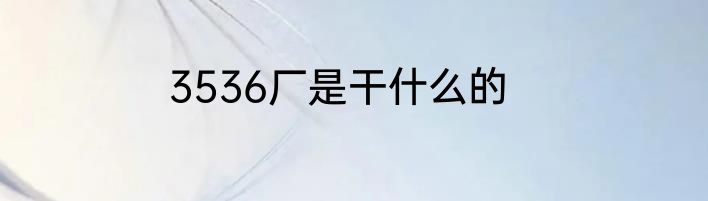 3536厂是干什么的