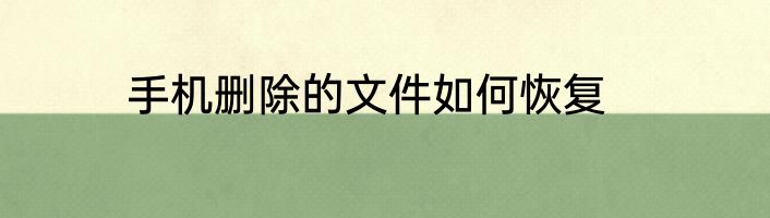 手机删除的文件如何恢复