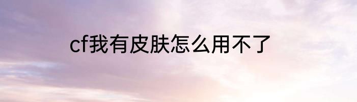 cf我有皮肤怎么用不了