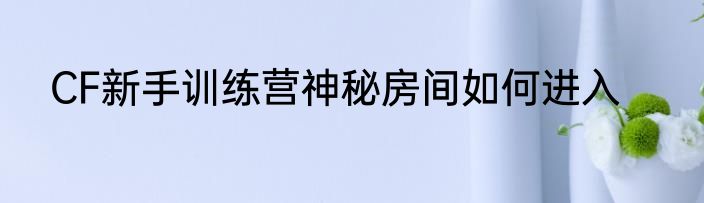 CF新手训练营神秘房间如何进入