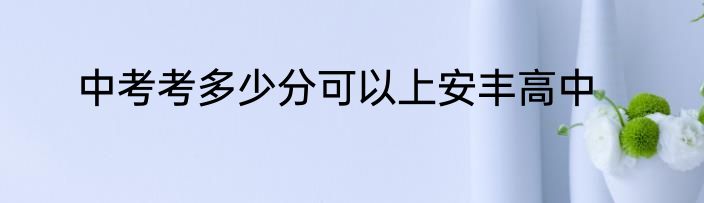 中考考多少分可以上安丰高中