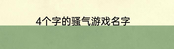 4个字的骚气游戏名字