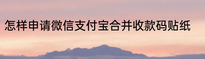 怎样申请微信支付宝合并收款码贴纸