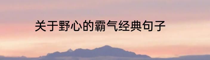 关于野心的霸气经典句子