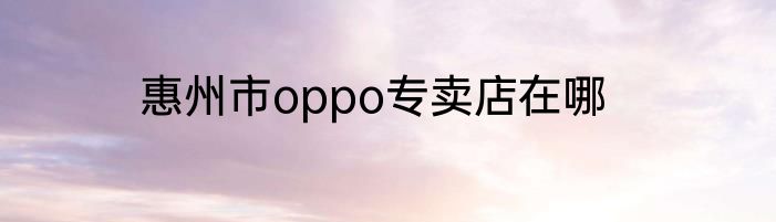 惠州市oppo专卖店在哪