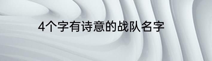 4个字有诗意的战队名字