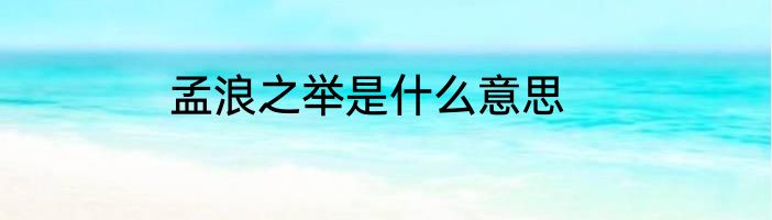 孟浪之举是什么意思