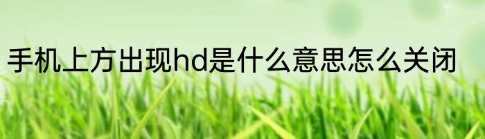手机上方出现hd是什么意思怎么关闭