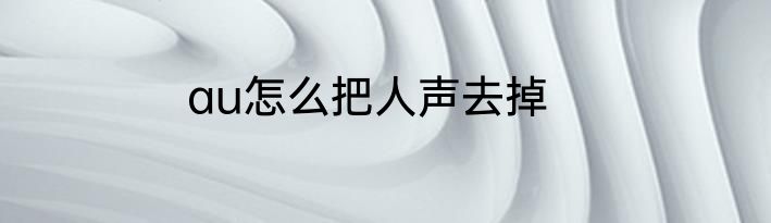 au怎么把人声去掉