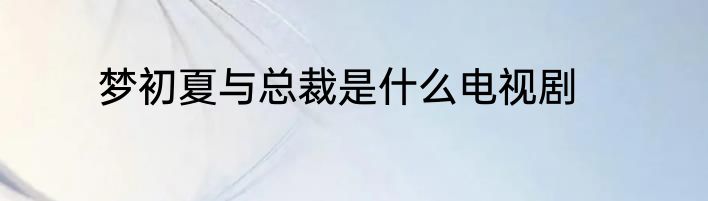 梦初夏与总裁是什么电视剧