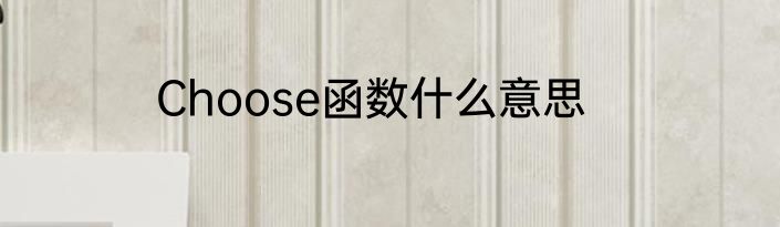 Choose函数什么意思