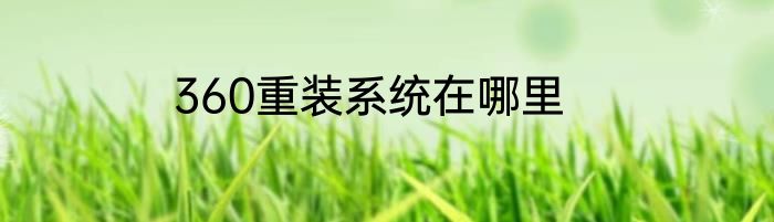 360重装系统在哪里