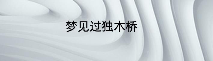 梦见过独木桥