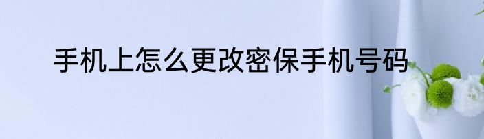 手机上怎么更改密保手机号码
