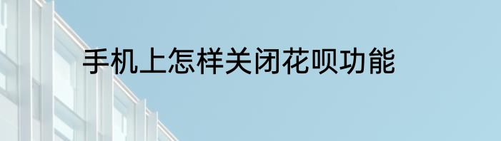 手机上怎样关闭花呗功能