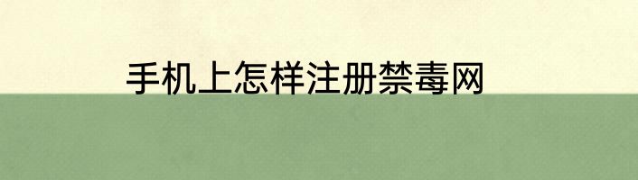 手机上怎样注册禁毒网