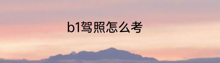 b1驾照怎么考