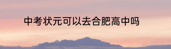 中考状元可以去合肥高中吗