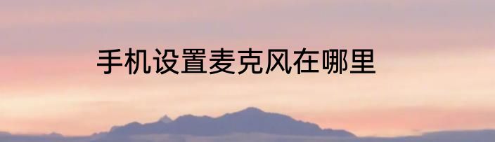 手机设置麦克风在哪里