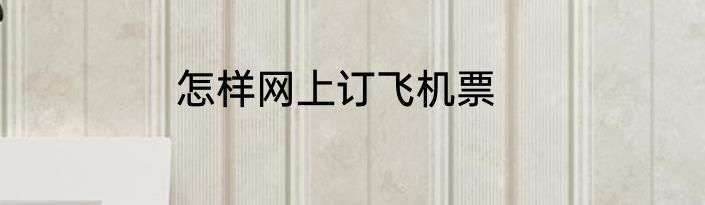 怎样网上订飞机票
