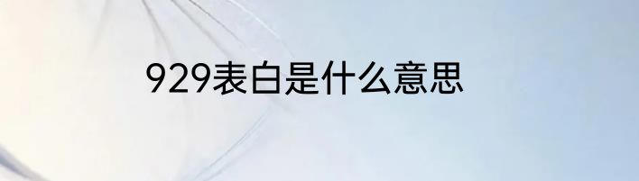 929表白是什么意思