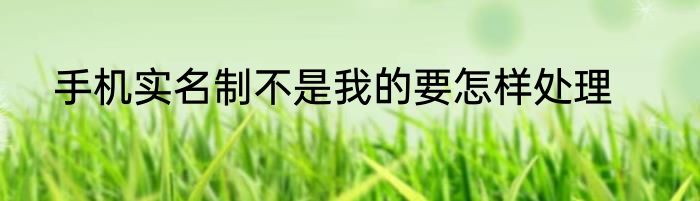 手机实名制不是我的要怎样处理