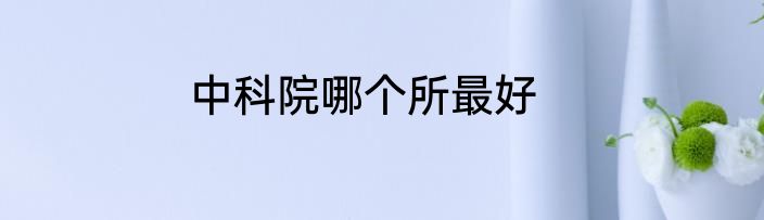 中科院哪个所最好