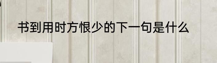 书到用时方恨少的下一句是什么