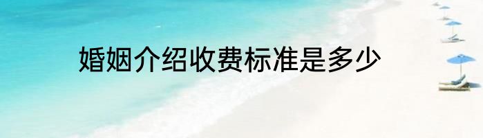 婚姻介绍收费标准是多少