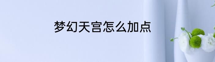 梦幻天宫怎么加点